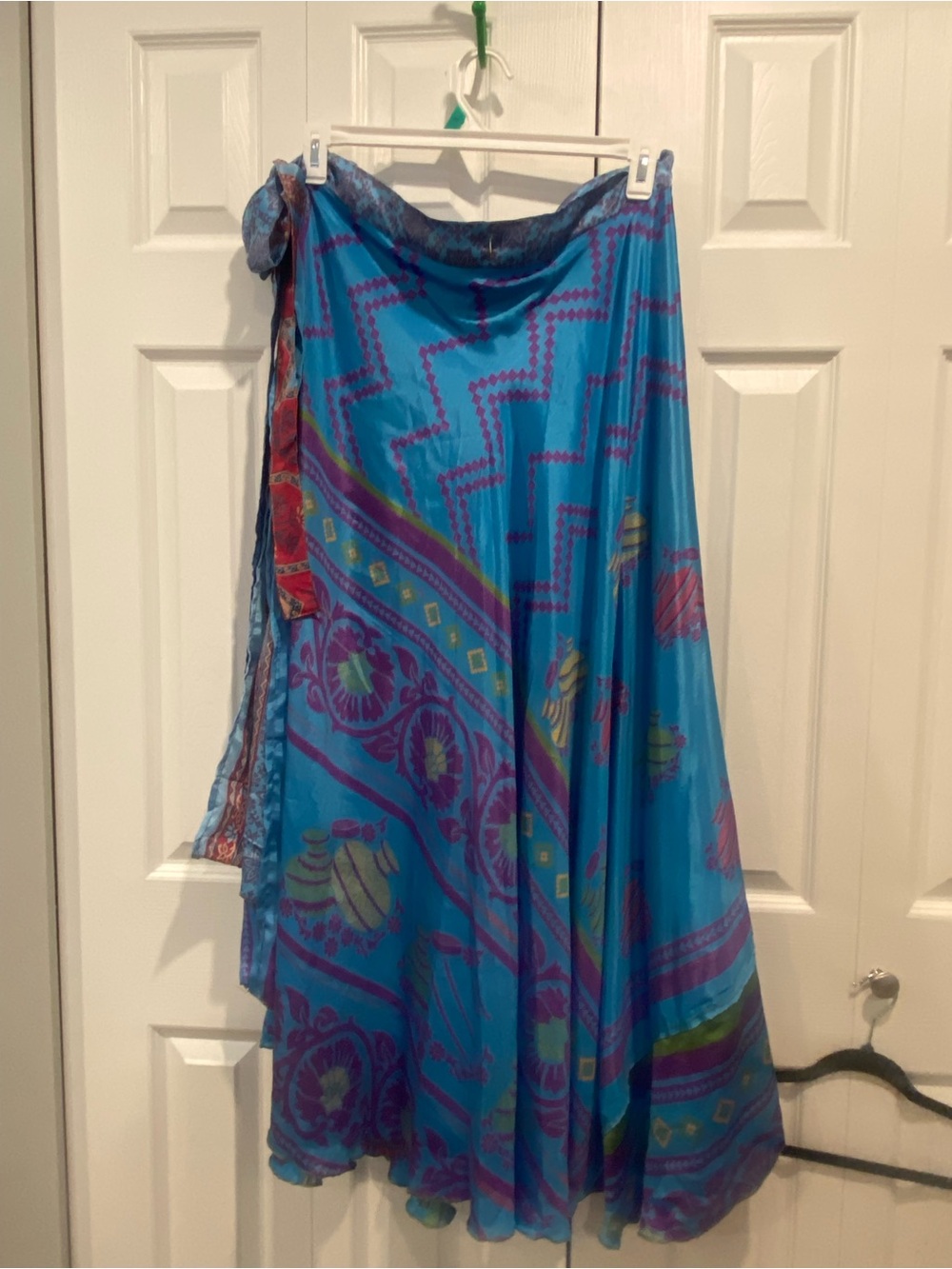 Blue & Purple Printed A-Line Maxi Skirt
